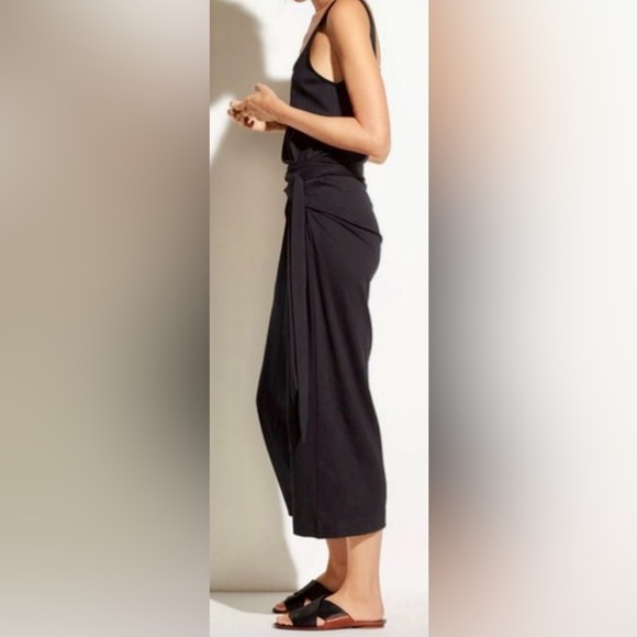 Vince. Sleeveless Wrap Black Midi Dress. - Picture 5 of 9